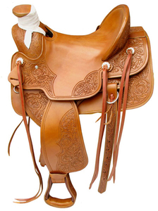 Premium Heavy Duty Wade Tree Roping Ranch Work Cowboy Western Leather Horse Saddle usiné à la main et sculpture - Product Image 5