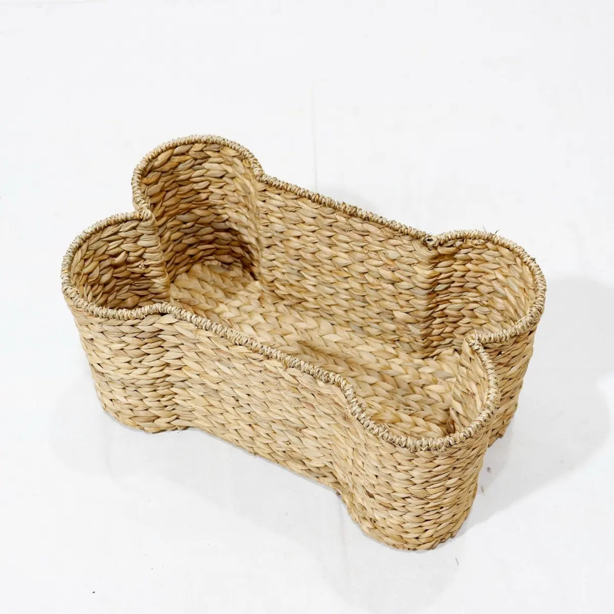 Woven Dog Bone Animal Shaped Basket - Dry Water Hyacinth Storage Wicker Baskets for Organizing and Pet Bedding