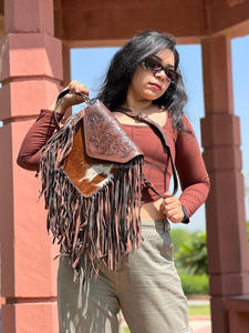 Nouvel arrivage de sacs à bandoulière à franges en cuir de vachette faits à la main pour femmes élégantes, sacs à bandoulière de transport dissimulés - Product Image 2