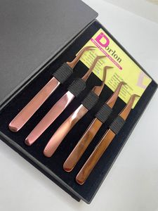 Pinzas de pestañas de extensión de pestañas curvadas de 45 grados de oro rosa profesional logotipo personalizado calidad sostenible acero inoxidable - Product Image 4