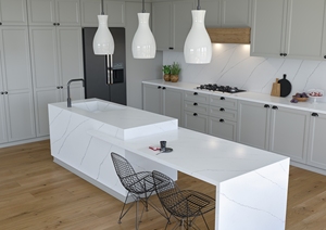 Quartz Custom Kitchen Bathroom Vanity <b>Tops</b> Calacatta Natural Stone Countertops Carrara Calacata Hotel Project Quartz Plate taj - Product Image 1