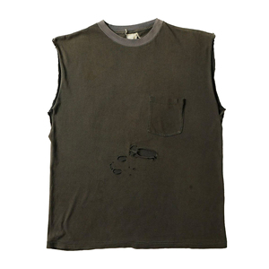 เสื้อยืดผู้ชายแบบไม่มีแขน ผ้าคอตตอน 100% ซันเฟด แอซิดวอช ขาดๆ แบบดิสเทรส สั่งทำได้ ผ้าสองด้าน - Product Image 1