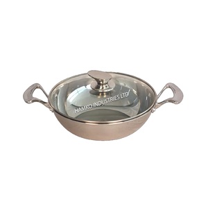 Juego de utensilios de cocina a granel respetuoso con el medio ambiente de diseño personalizado, sartén Wok de tres capas de acero inoxidable con tapa de vidrio, 30 cm de Bangladesh - Product Image 1