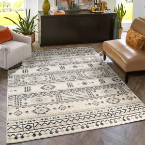 Tapis de salon à double motif, fabriqué à la machine, certifié OEKO-TEX, en polypropylène, antidérapant et résistant aux taches, FABRIQUÉ EN TURQUIE - Product Image 2