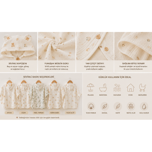 Poncho de bain à capuche pour enfants 100 % coton mousseline – Peignoir doux avec oreilles d'ours 3D et couverture de plage, peignoir pour tout-petits avec boutons-pression - Product Image 2