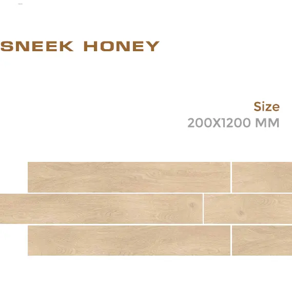 우드 스트립 마감 펀치 효과 호텔 바닥재에 대한 Novac 세라믹에 의해 "Sneek Honey" 타일의 도자기 나무 판자 타일 200x1200mm