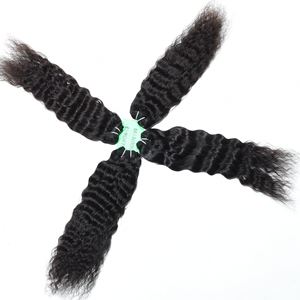 Extensions de cheveux humains de temple indien vierge brut noir de couleur naturelle Paquets bouclés crépus bon marché Styles de vague profonde lâche de vague naturelle - Product Image 1