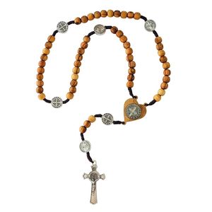 Chapelet de Saint Benoît en bois d'olivier - fabriqué à la main à Bethléem - Product Image 1