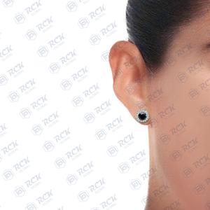 ต่างหูเพชรเม็ดเดี่ยวทรงกลม tcw 1.80สีดำสำหรับผู้หญิง/ของขวัญครบรอบเครื่องประดับสำหรับเพชรของเธอ - Product Image 2