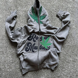 Fabricantes de sudaderas con capucha de alta calidad con cremallera completa, 100% algodón, sudaderas extragrandes personalizadas con impresión en relieve, sudaderas con cremallera completa para hombre - Product Image 4