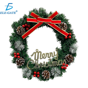 Ghirlanda natalizia da interno da 50 cm con ornamenti e fiocco coordinato per decorazioni per feste all'aperto - Product Image 1