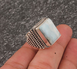 Bague solitaire classique bohème délicate en argent sterling 925 sertie de pierres précieuses turquoise taille brillant, faite à la main, pour femme, mariage - Product Image 2