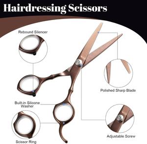 Ciseaux de cheveux de coiffeur droits professionnels en acier inoxydable 6 ''pouces ciseaux amincissants plats noirs/violets pour la coiffure - Product Image 6