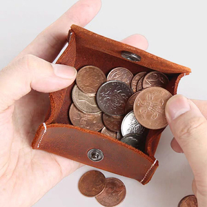 Vintage Genuine Leather Coin Holder <b>Mini</b> Change <b>Pouch</b> Snap Closure Card Holder for Travel Daily Use - Product Image 2