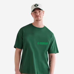 T-shirt décontracté à manches pour homme, style basique, couleur unie, col rond, 100 % coton, tissu de 260 grammes, coupe ample, respirant - Product Image 4