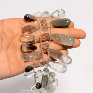 Lodolite ลูกปัดควอตซ์ทรงหยดน้ำ, อัญมณีควอตซ์ lodolite, ลูกปัดเรียบเครื่องประดับทำลูกปัดอัญมณีธรรมชาติ - Product Image 2