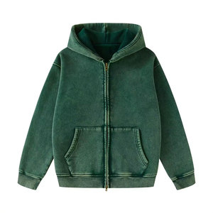 Precio barato OEM personalizar al por mayor Premium Stone Wash Casual algodón Zip Up 300g Sudadera con capucha térmica 2024 para hombres - Product Image 6
