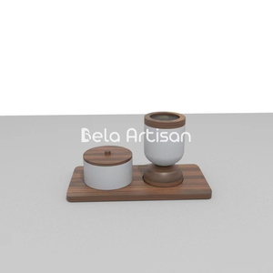 Bela Artisan Tray Set Brûleur d'encens en bois de manguier Bakhoor Jar Mabkhara Box Cadeaux de mariage Diffuseur d'aromathérapie - Product Image 6