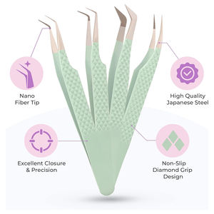 Pince à épiler d'extension de cils de couleur verte en titane outil de soin des cils en acier inoxydable allemand personnaliser la pince à épiler de toilettage de cils supérieurs - Product Image 6