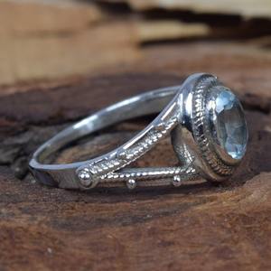 925 bague en argent Sterling topaze bleue parfaite filles bague bijoux naturels bague faite à la main solide 925 bijoux en argent Sterling pierres précieuses - Product Image 3