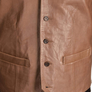 Chaleco personalizable de cuero sin mangas para hombre con chaqueta de invierno transpirable diseño OEM LOGO poliéster relleno chaleco - Product Image 5