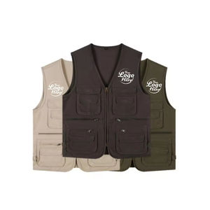 เสื้อแจ็กเก็ตพนักงานผ้าฝ้ายแท้มีหลายกระเป๋าสำหรับการถ่ายภาพในสหรัฐอเมริกาน้ำหนักเบาออกแบบโลโก้ได้ตามต้องการสำหรับฤดูร้อน - Product Image 1