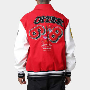 Veste universitaire rouge pour homme personnalisée, veste en laine vierge de qualité supérieure avec manches longues pour impression de marque privée - Product Image 2