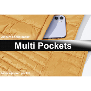 Veste matelassée légère en polyester et nylon pour homme Séchage rapide imperméable à l'eau Coupe-vent à capuche isolé Porte-manteau en toile - Product Image 6