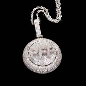 À la mode Leb cultivé diamant lettres pendentif 925 argent personnalisé personnalisé Hip hop bijoux avec tourbillonnant lettres conception rotative - Product Image 2
