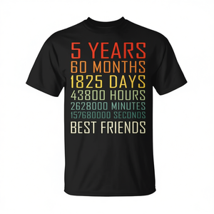 T-shirt d'anniversaire de 5 ans pour les meilleurs amis, design vintage pour la célébration de l'amitié - Product Image 2