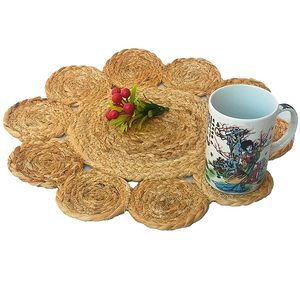 Napperon en jute tressé naturel design rond pour table centrale pour mariages fêtes du nouvel an et autres occasions - Product Image 3