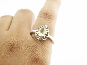 ลูกแพร์ซิทรีนธรรมชาติสำหรับผู้หญิง925แหวนซ้อนกันได้ทำด้วยมือเงิน - Product Image 3