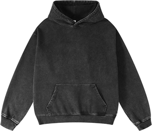 2024 noir Vintage lavage à capuche pour hommes de haute qualité 100% coton respirant acide pierre lavé décontracté en détresse imprimé motif - Product Image 6