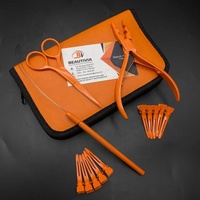 Meilleure vente Logo personnalisé en acier inoxydable couleur Orange Kit d'outils d'extension de cheveux ensemble comprend des pinces pour extensions de cheveux humains