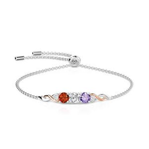 Jeulia Custom <b>Infinity</b> Two-Tone Three Birthstones Crystal <b>Bracelet</b> - Product Image 1