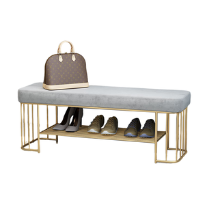 Iron Frame Convertible Shoe Rack with Durable Fabric-Covered <b>Seat</b> Extendable Modern Living Room Furniture-KG68039 - Product Image 6