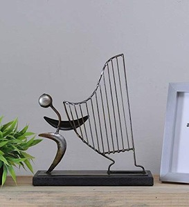 Pièce maîtresse décorative moderne en métal noir avec socle en marbre pour les festivités de Diwali - Product Image 1