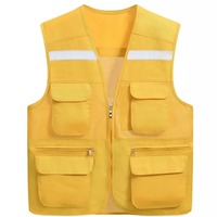 Chaleco de Seguridad Reflectante de Alta Visibilidad Naranja, Ropa Exterior de Seguridad, Antiarrugas, con Múltiples Bolsillos