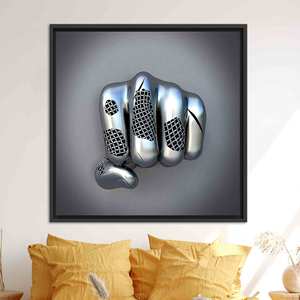 Toile Métallique Moderne : Décoration Murale Imprimée Élégante pour Espaces Contemporains, Toile Encadrée Noire - Product Image 1