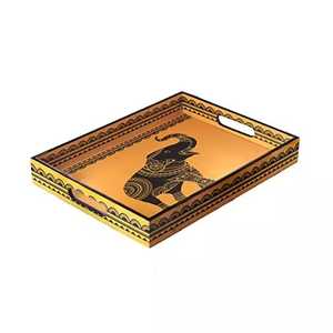Bandeja de servicio de tablero MDF hecha a mano india con mango en forma de rectángulo, diseño moderno, respetuoso con el medio ambiente, apto para lavavajillas, uso en fiestas - Product Image 6
