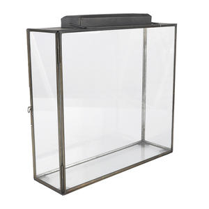 Portavelas Moderno de Metal y Vidrio, Rectangular, Decorativo, para Piso, Centro de Mesa para Bodas, Portavelas Tipo Huracán para Decoración del Hogar - Product Image 1