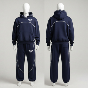 Conjunto Deportivo Reflectante con Logotipo Personalizado, de Alta Calidad, Estilo Holgado, Felpa Francesa Gruesa, Ropa Deportiva Urbana - Product Image 1