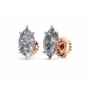 Boucles d'oreilles clous en diamant solitaire éternité de forme marquise, or 9 KT, 14 KT, 18 KT, bijoux de laboratoire, vente en gros, OEM, fournisseur d'exportation B2B - Product Image 5