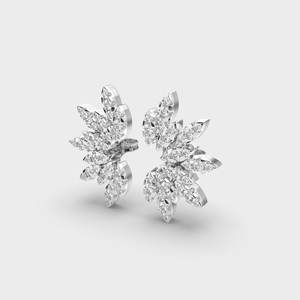 Luxury Round Brilliant Cut Diamond Leaf Cluster <b>Cuff</b> <b>Earrings</b> 14K Rose/Yellow/White Gold | Custom Fine Jewelry Manufacturer Gift - Product Image 2