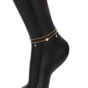 Conjunto de Tobilleras de Moda para Mujer, de Aleación, con Dos Piezas, Cristales y Flecos en Forma de Corazón, Gran Venta - Product Image 3