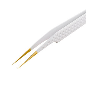 Pince à épiler d'extension de cils droite d'isolation classique professionnelle avec pointe d'or - Product Image 2