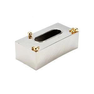 Boîte à mouchoirs moderne en acier inoxydable avec boule dorée Organisateur de mouchoirs pour affichage de vaisselle d'hôtel à usage domestique - Product Image 1
