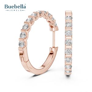 Offre Spéciale personnalisé 925 argent Sterling plaqué argent rond cerceau taille brillant laboratoire cultivé diamant Hip Hop Style boucle d'oreille pour les femmes - Product Image 1