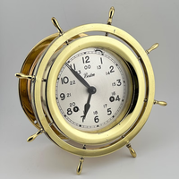 Horloge de table Art Déco en laiton, style nautique, avec roue de bateau, affichage à aiguille simple, mouvement mécanique, 12 pouces, cadeau pour bureau/d'étude