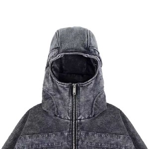 Sweat-shirt à capuche en jean Hip Hop 100% coton unisexe avec cordon de serrage pour hommes - Product Image 2